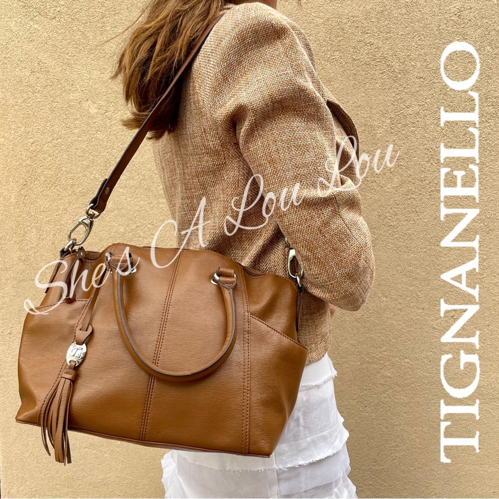 Tignanello • satchel/saddlebag/purse • Genuine Leather • camel color